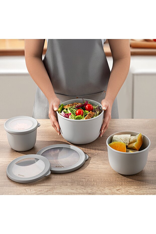Lora 3-Piece Storage Container Gray
