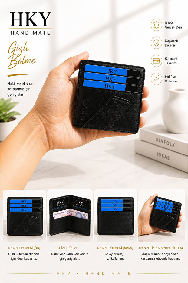Multi-Compartment Men's Leather Magnetic Card Holder