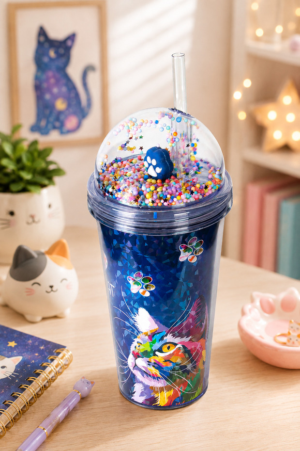 Lively 600 ml Children's Cup with Straw and Double Layer