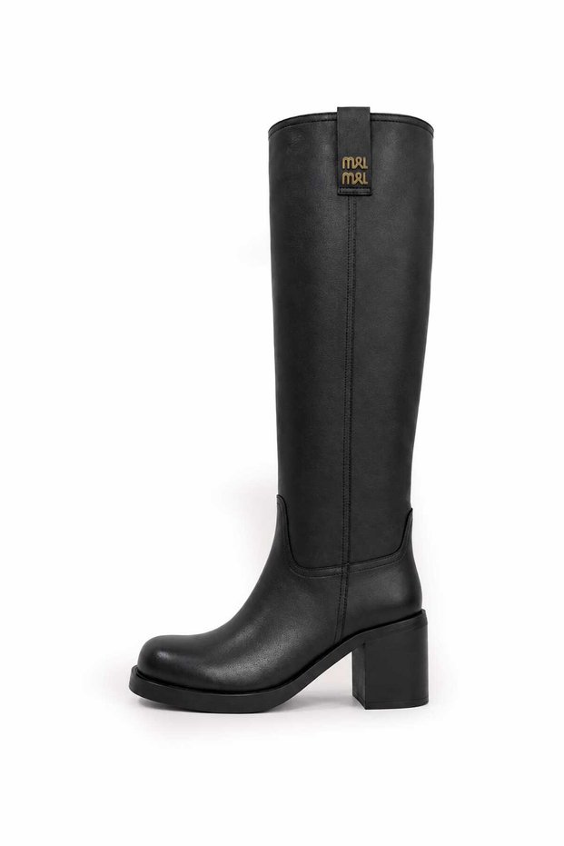 Women's Zippered Stylish Boots Genuine Black Leather