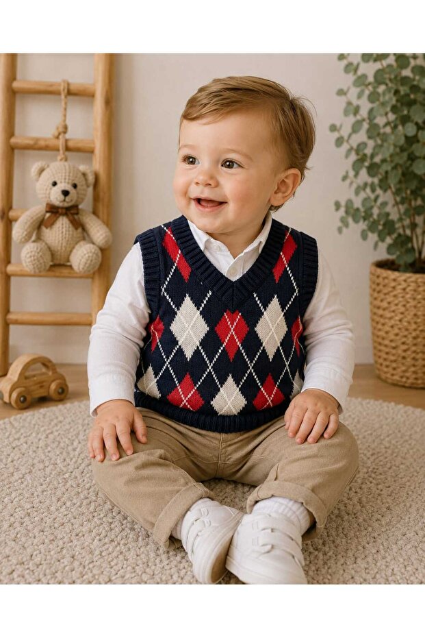 Baklava Patterned Baby Sweater