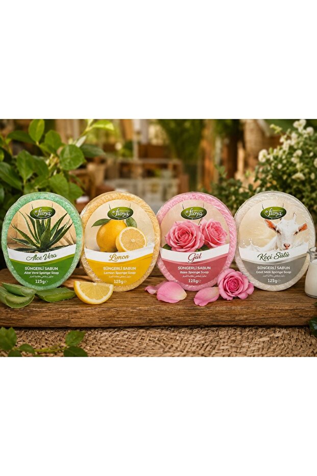 Natural Sponge Soap 100Gr. 4 Pack (Argan, Collagen, Snail, Donkey Milk Added)