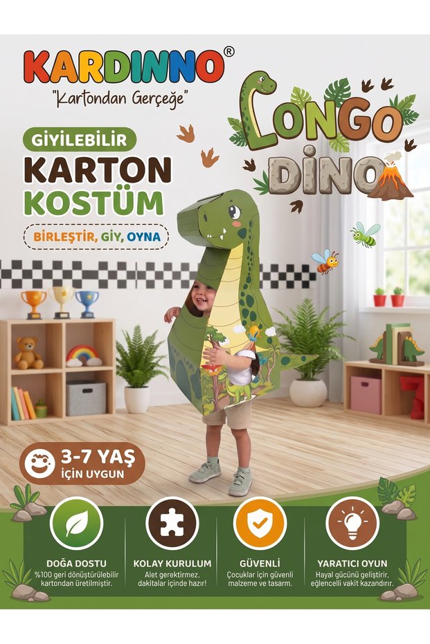 Longo Dino Educational Toy Cardboard Wearable Children's Costume Activity Party Costume