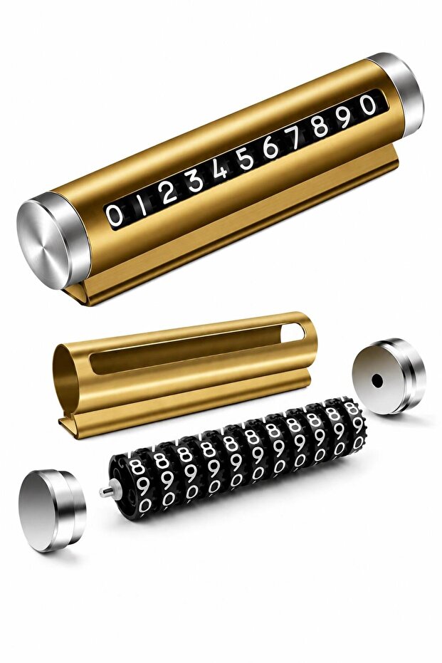 Gold Color Car Parking Telephone Number Dialer Adjustable Dashboard Cylinder Number Dialer