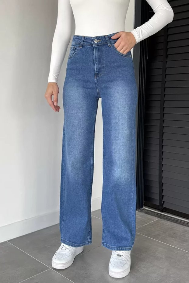 Women's High Waist Palazzo Jean Denim Pants