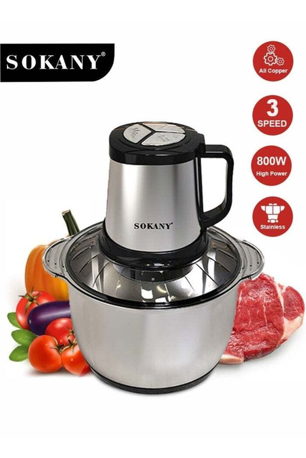 3-Speeds 5L Electric Meat Grinder,Food Chopper,800W Food Chopper for Meat, Vegetables, Fruits and Nuts,SK-7015,Silver/Black