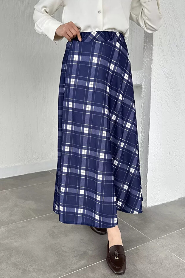 Women's Plaid Patterned Hijab Skirt