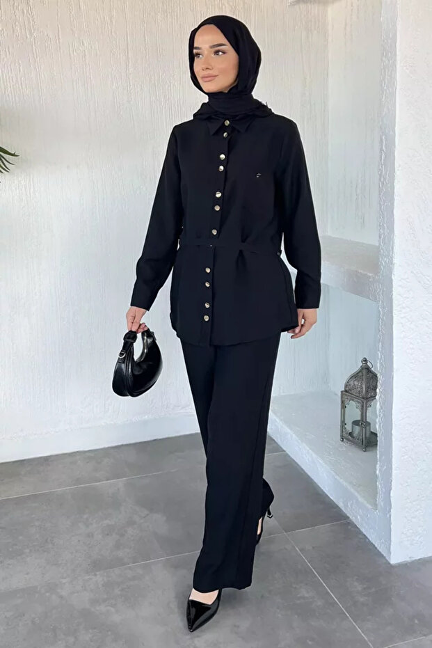 Elastic Waist Trousers, Hijab Shirt, Double Set