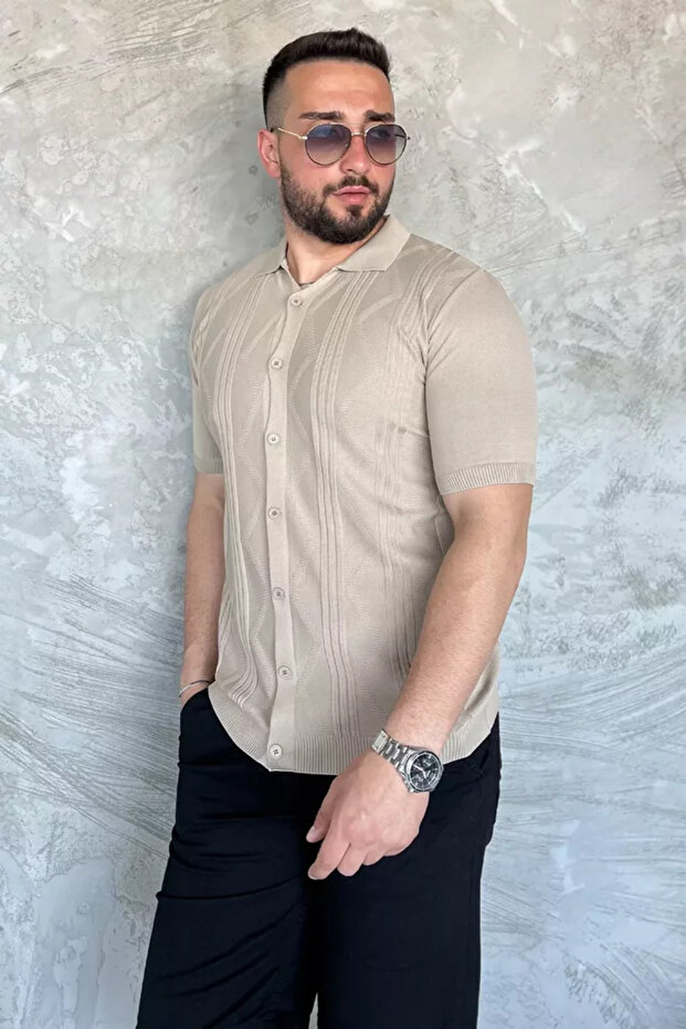 Men's Patterned Short Sleeve Knit Shirt