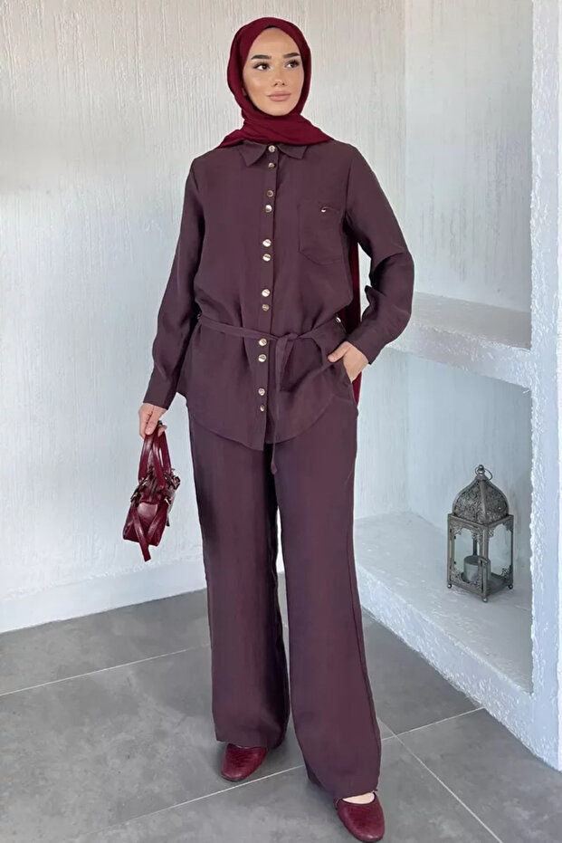 Elastic Waist Trousers, Hijab Shirt, Double Set