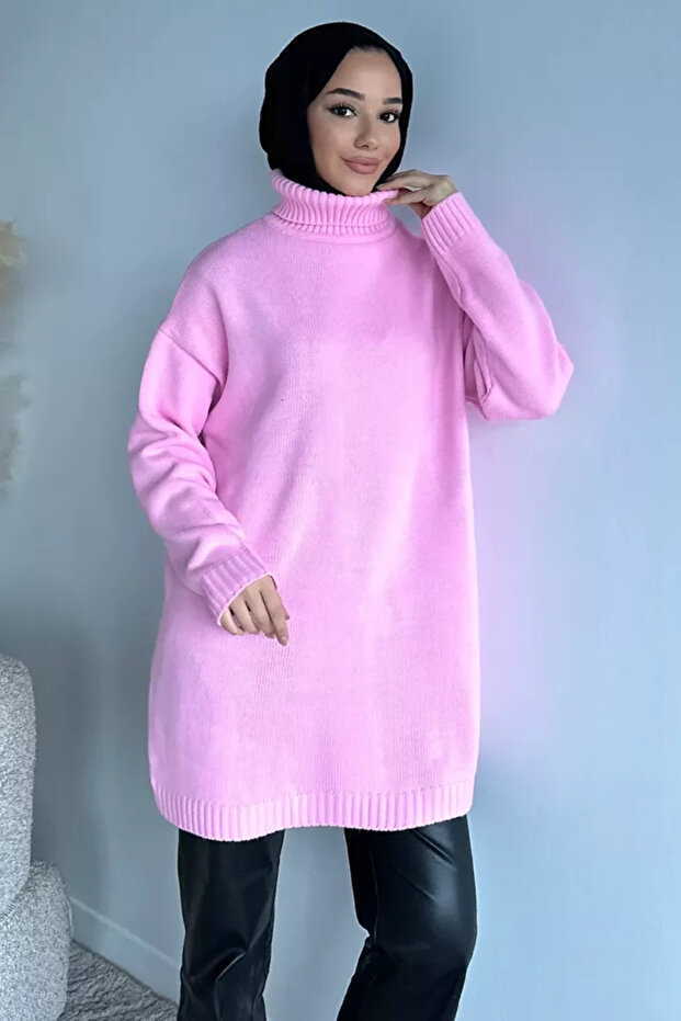 Gülseli Turtleneck Slit Hijab Knitwear Tunic