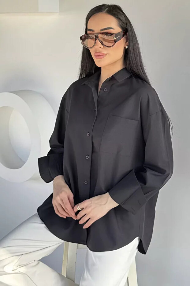Women's Single Pocket Loose Shirt