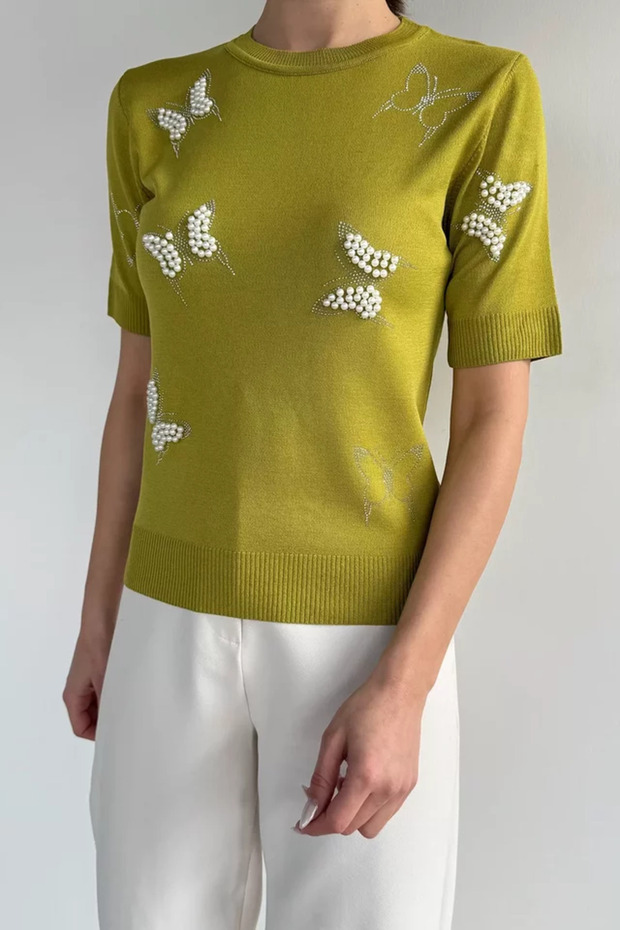 Pearl Printed Knitwear T-Shirt