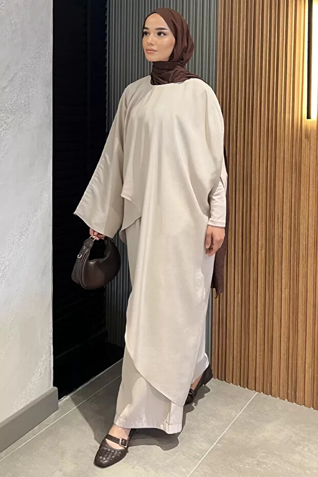 Elastic Waist Trousers Special Design Poncho Blouse Islamic Clothing Two-Piece Set