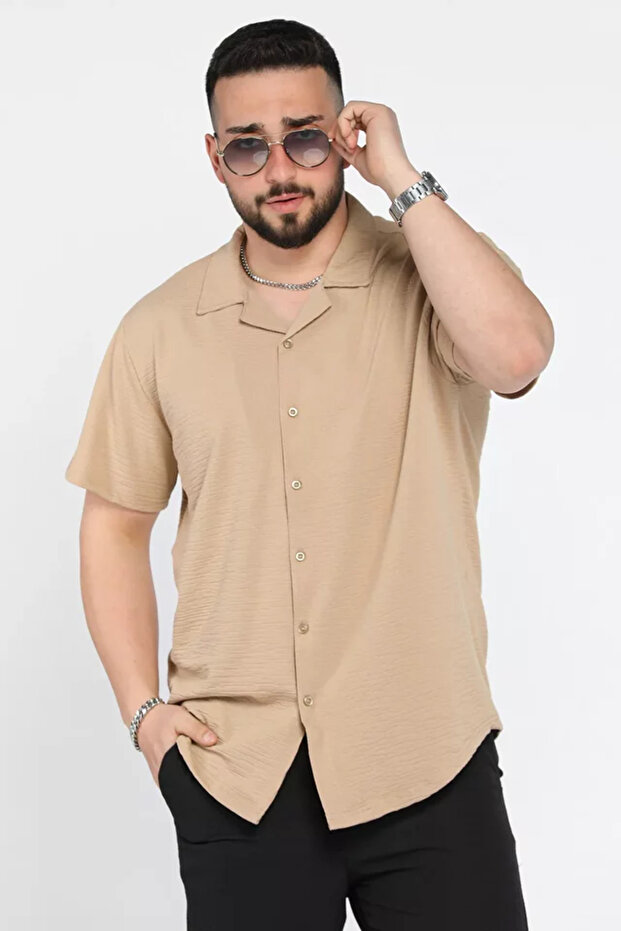 Self Patterned Men's Short Sleeve Shirt