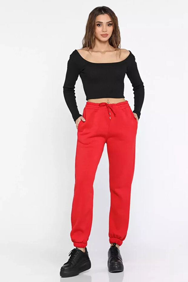 Ribbed Three-Thread Elastic Cuffed Jogger Sweatpants