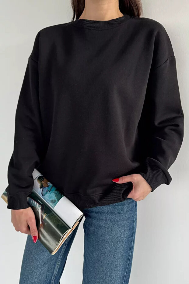 Women's Three Thread Ribbed Crew Neck Sweatshirt