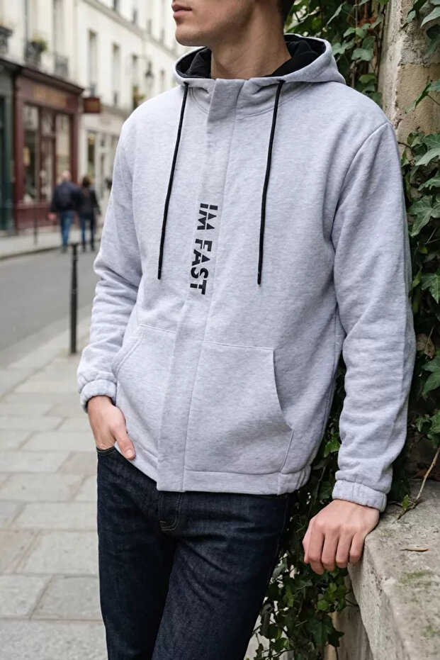 Three-Threaded Hooded and Zippered Sweatshirt