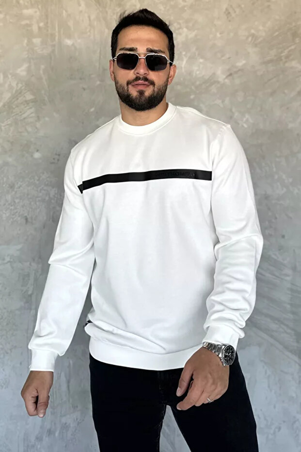 Men's Front Printed Crew Neck Sweatshirt