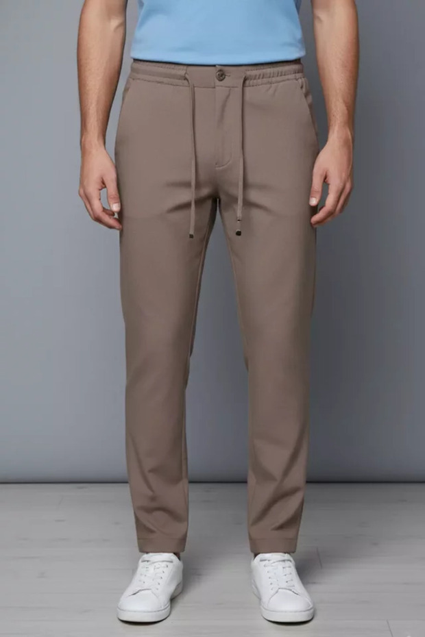 Men's Elastic Waist Lace-Up Trousers