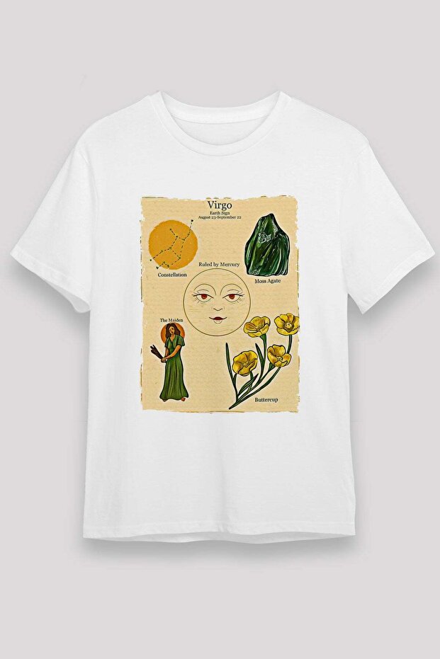 Virgo Zodiac Astrology Card Printed T-Shirt