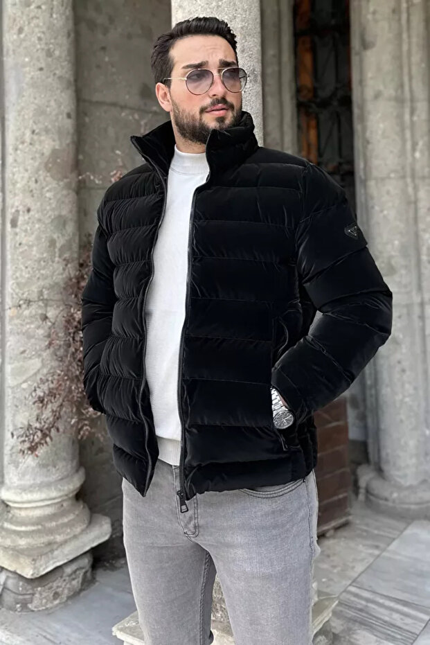 Lined Zippered Men's Coat
