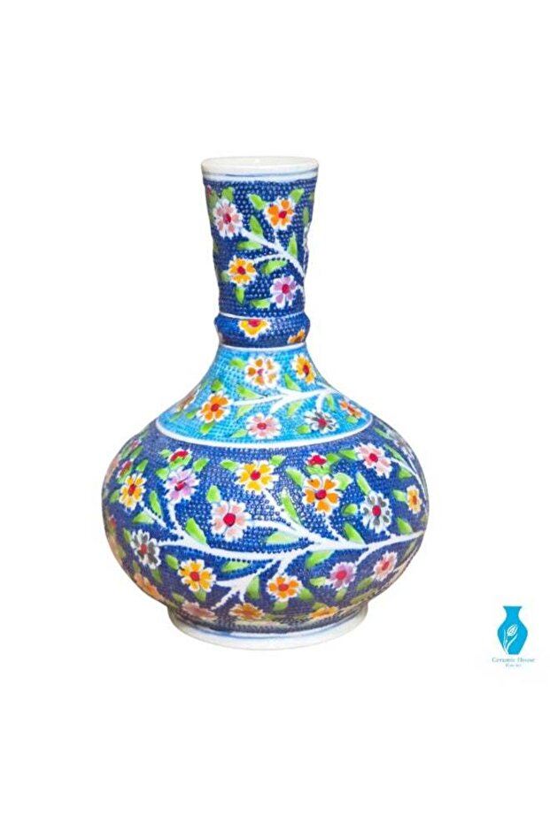 Handmade Turkish Ceramic Decorative Vase - 20 cm