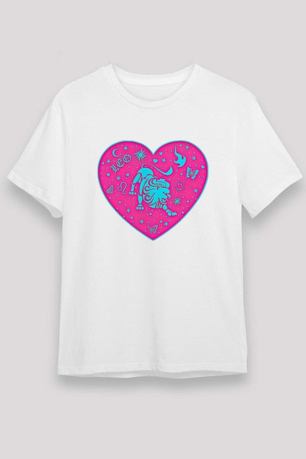 Leo Zodiac Sign Heart Inside Lion Printed T-Shirt