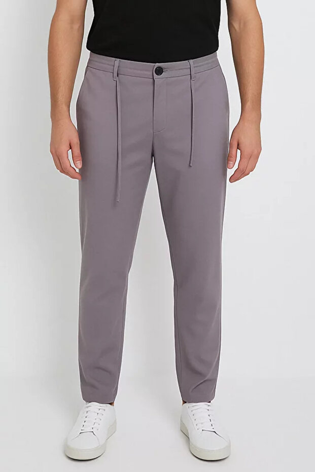 Men's Waist-Tie Zippered Straight-Leg Jogger Pants