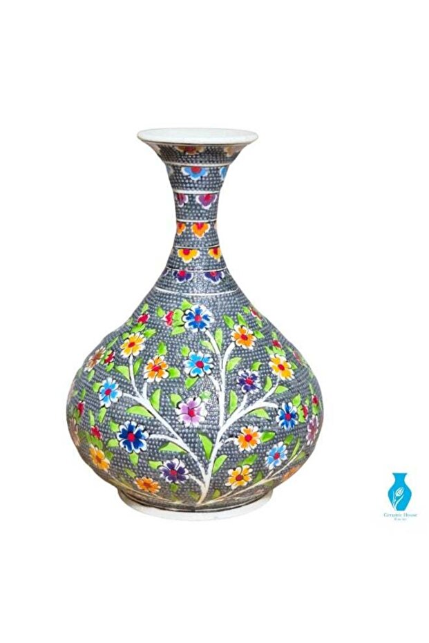 Handmade Turkish Ceramic Vase - 20 cm Decorative Art Piece