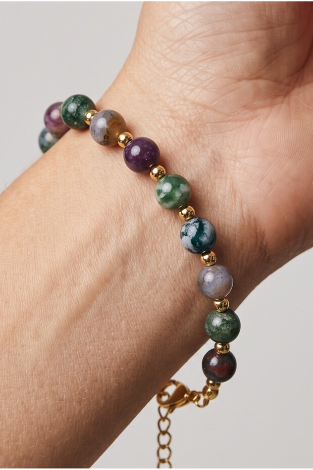 Agate Evil Eye Protection Women's Bracelet 8 mm Coated Quality