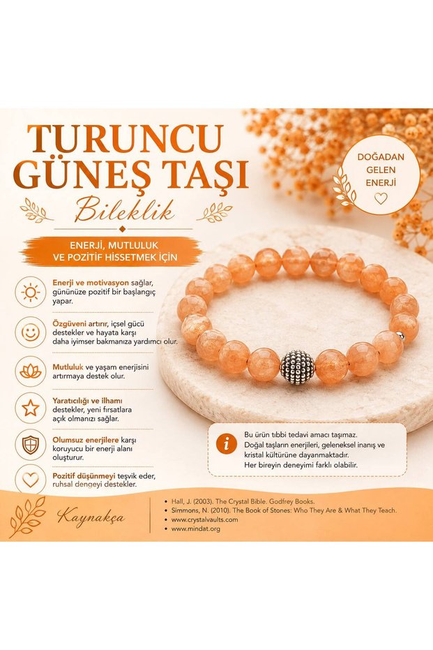Orange Sunstone Natural Stone Bracelet
