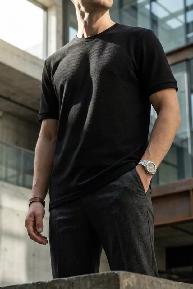 Men's Self-Printed Crew Neck T-Shirt