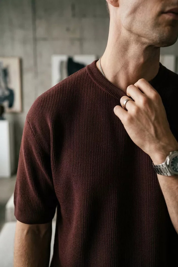 Men's Crew Neck Ribbed T-Shirt