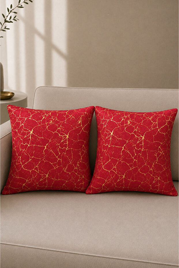 Gold Foil Patterned 2-Piece Throw Pillow Cover Set 43X43 cm Living Room Decorative Pillowcase