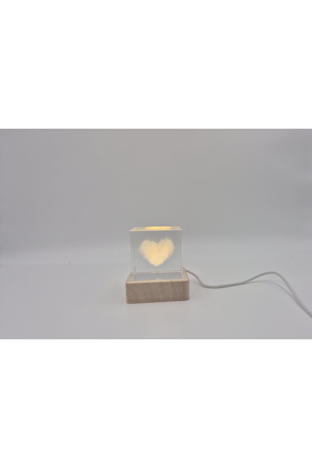 Premium Design Heart Motif USB Built-In Desktop Crystal Square - Stylish Decorative Night Light and Table Ornament