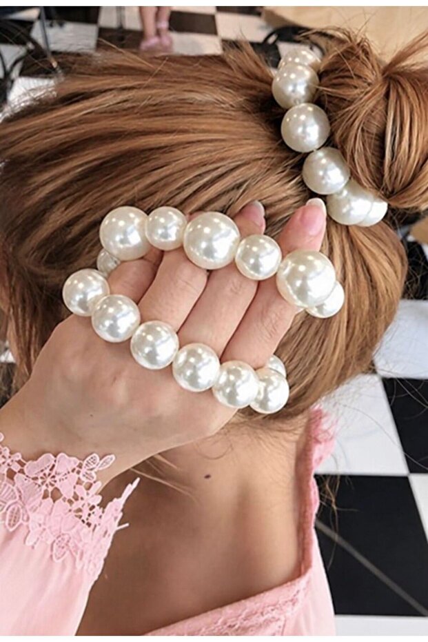 Pearl Decorated Elastic Bun Clip