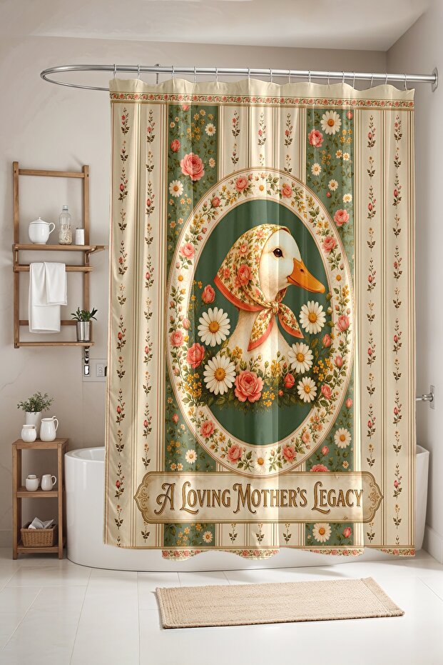 Bathroom Curtain, Duck Pattern Shower Curtain with Scarf, Bathtub Curtain 175X200Cm