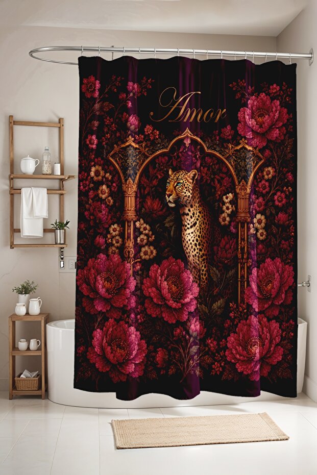 Bathroom Curtain, Tiger Pattern Shower Curtain in the Garden, Bathtub Curtain 175X200Cm