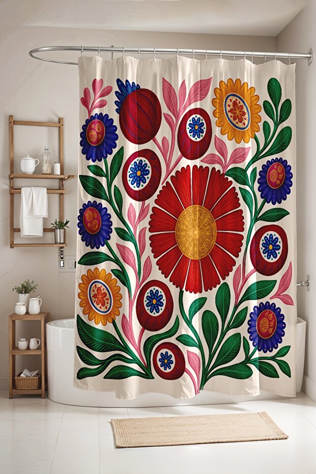 Bathroom Curtain, Flower Seeds Patterned Shower Curtain, Bathtub Curtain 175X200Cm