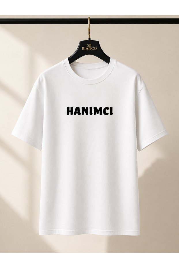 Oversize Hanımcı Text Printed T-Shirt Unisex Premium Cotton Fun Slogan Graphic Streetwear Crew Neck