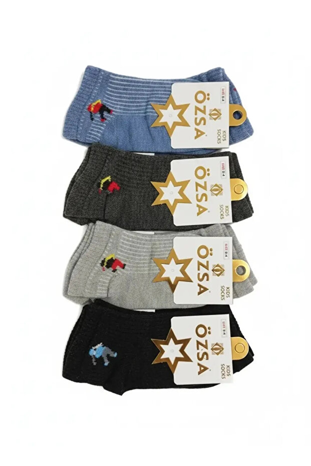 3-4 Year Old Boy Patterned Booties Socks 12 Pack