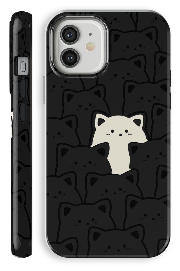 (Magsafe) iPhone 12 Pro White Cat Double Layer Glossy Protect Phone Case