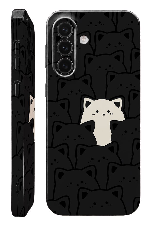 Samsung A15 White Cat Protect Slim Glossy Full Covering Print Camera Protected Phone Case