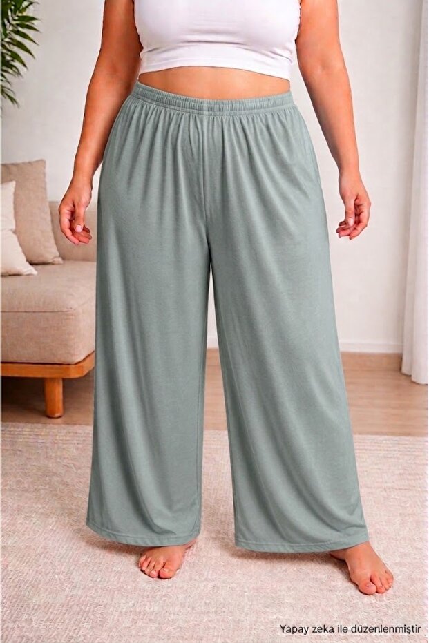 Women's Plus Size 100% Cotton Oversize Combed Cotton Wide Leg Pants