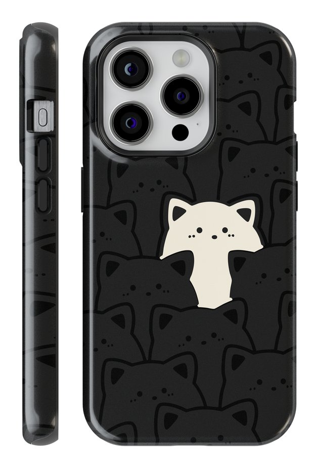 (Magsafe) iPhone 16 Pro Max White Cat Double Layer Glossy Protect Phone Case