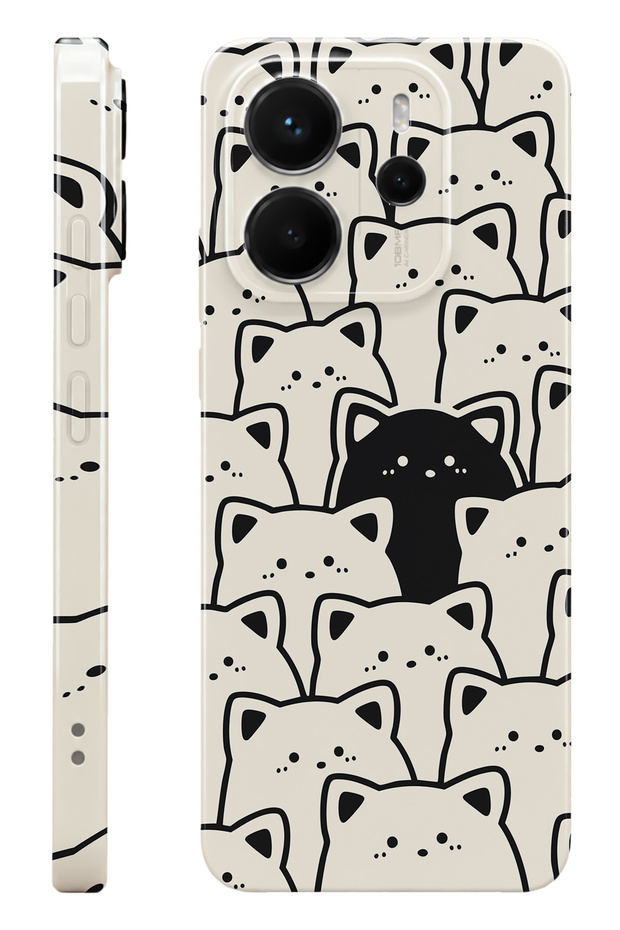 Xiaomi Redmi Note 14 Black Cat Protect Slim Glossy Full Print Camera Protected Phone Case