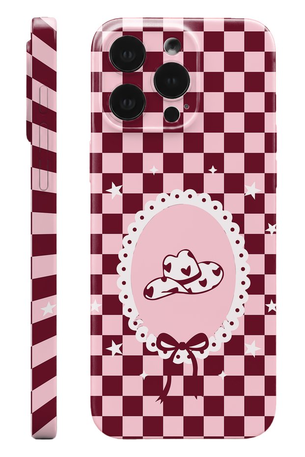 iPhone 15 Pro Pink Cowboy Protect Slim Glossy Full Covering Print Camera Protected Phone Case