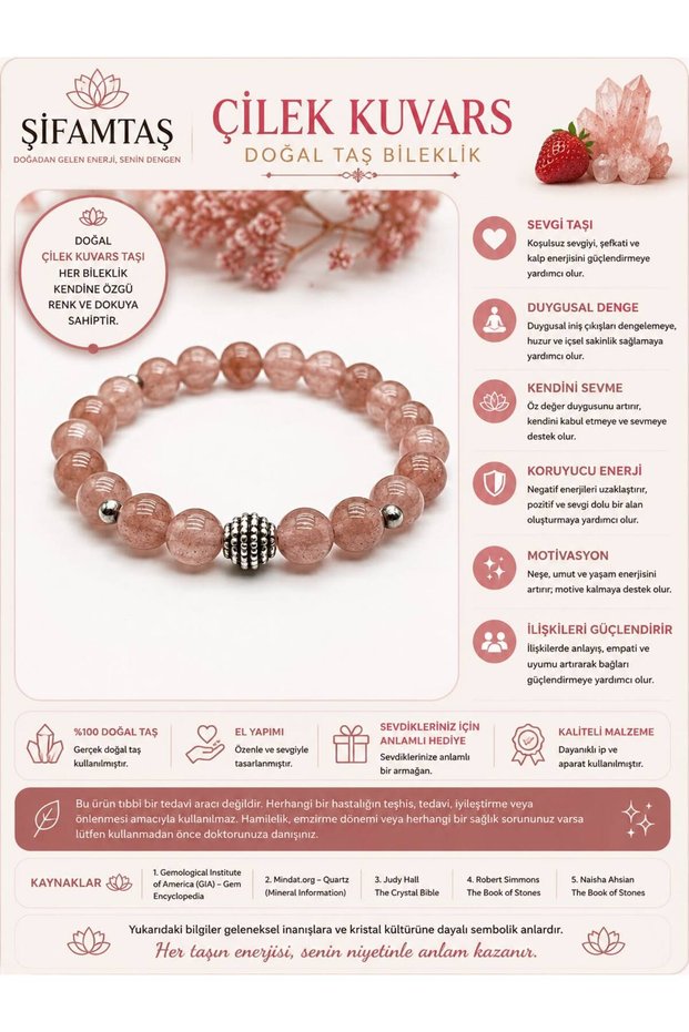 Strawberry Quartz Natural Stone Bracelet