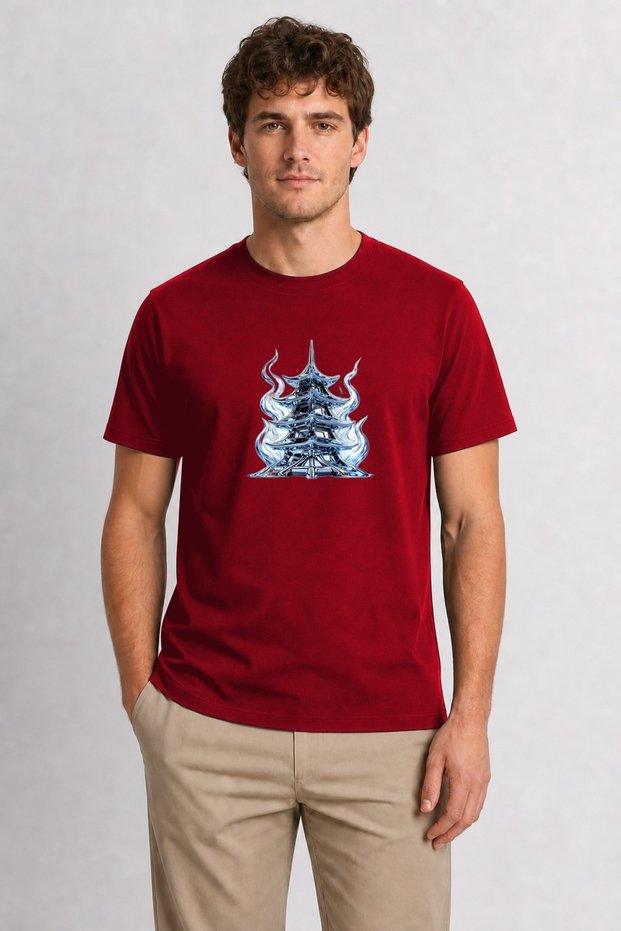 Men's Bangkok Modern Temple and Energy Design - Red